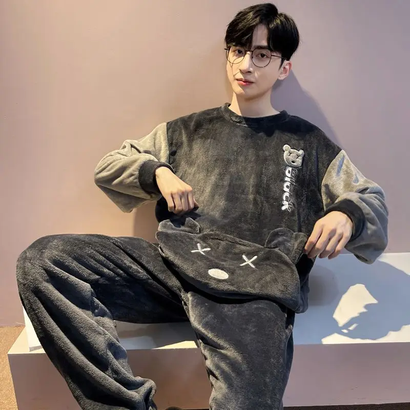 

Homewear Men's Winter Pajamas Mens Sports Suit Pajamas Youth Clothes Casual Wear Full Man Tracksuit Workout Set Y2K Bathrobe New