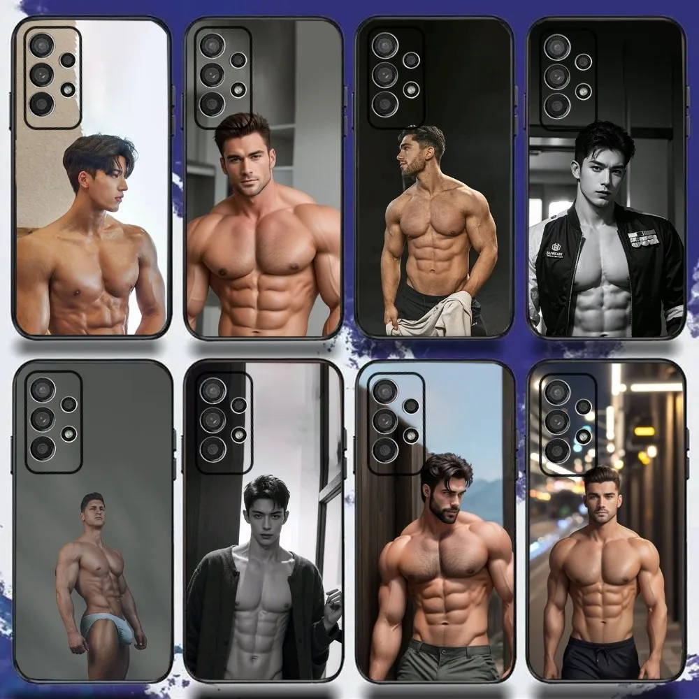 Sexy muscular man Phone Case For Samsung S24,S21,S22,S23,S30,Ultra,S20,Plus,Fe,Lite,Note,10,9,5G Black Soft Cover