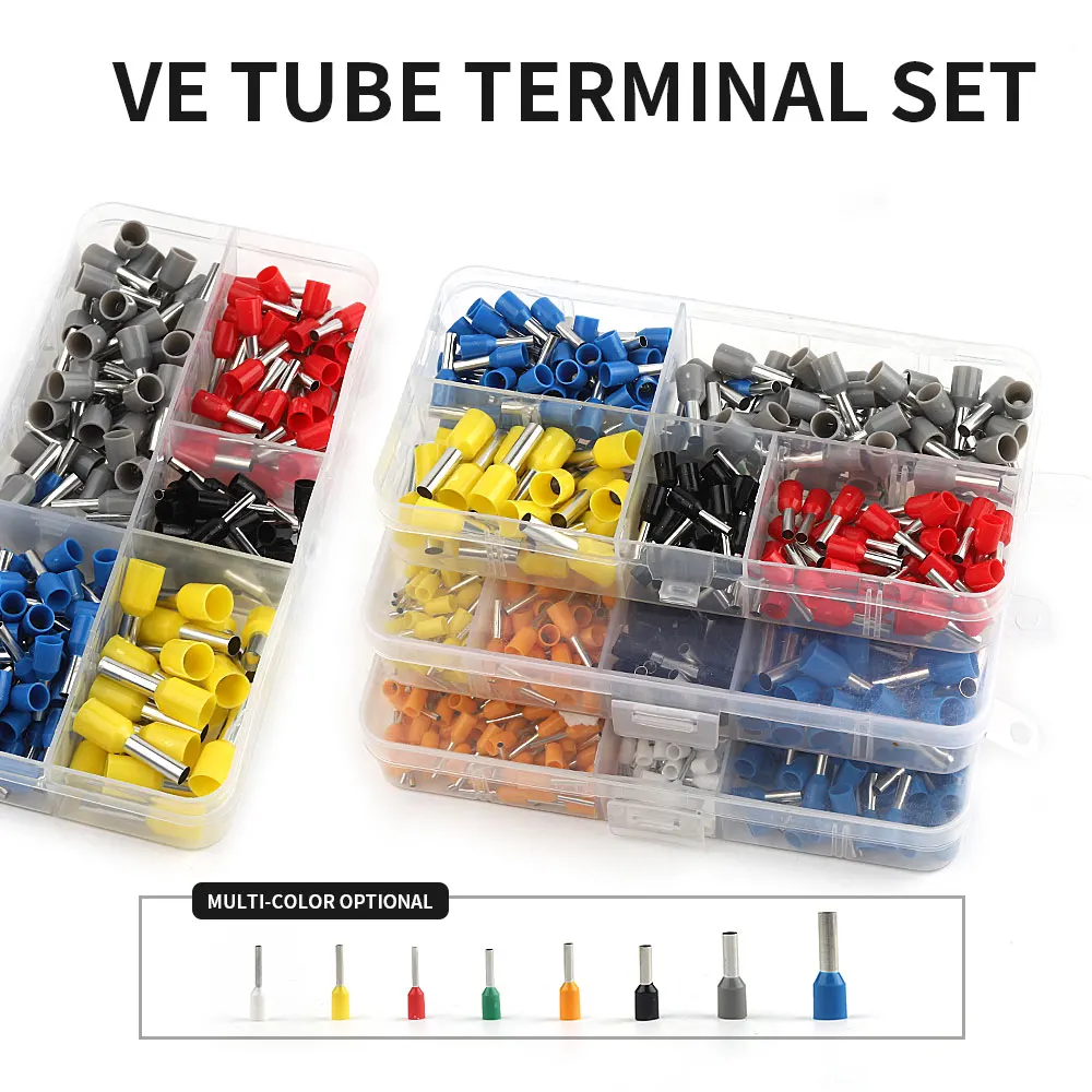 200/300/400PCS Boxed Insulated Connectors Quick Wire Ferrules Terminals Kit Electrical Wiring VE Tubular Crimping Terminator