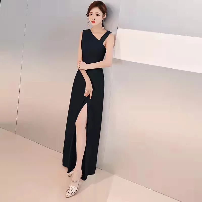 Sexy Black Red White Evening Dresses For Women One Shoulder Side Slits Stain Zipper Saudi Arabic Occassion Formal Prom Dress