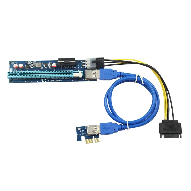 

Pci-E 1X до 16X адаптер, 4-контактный/6-контактный двойной USB 3,0 адаптер для майнинга Btc
