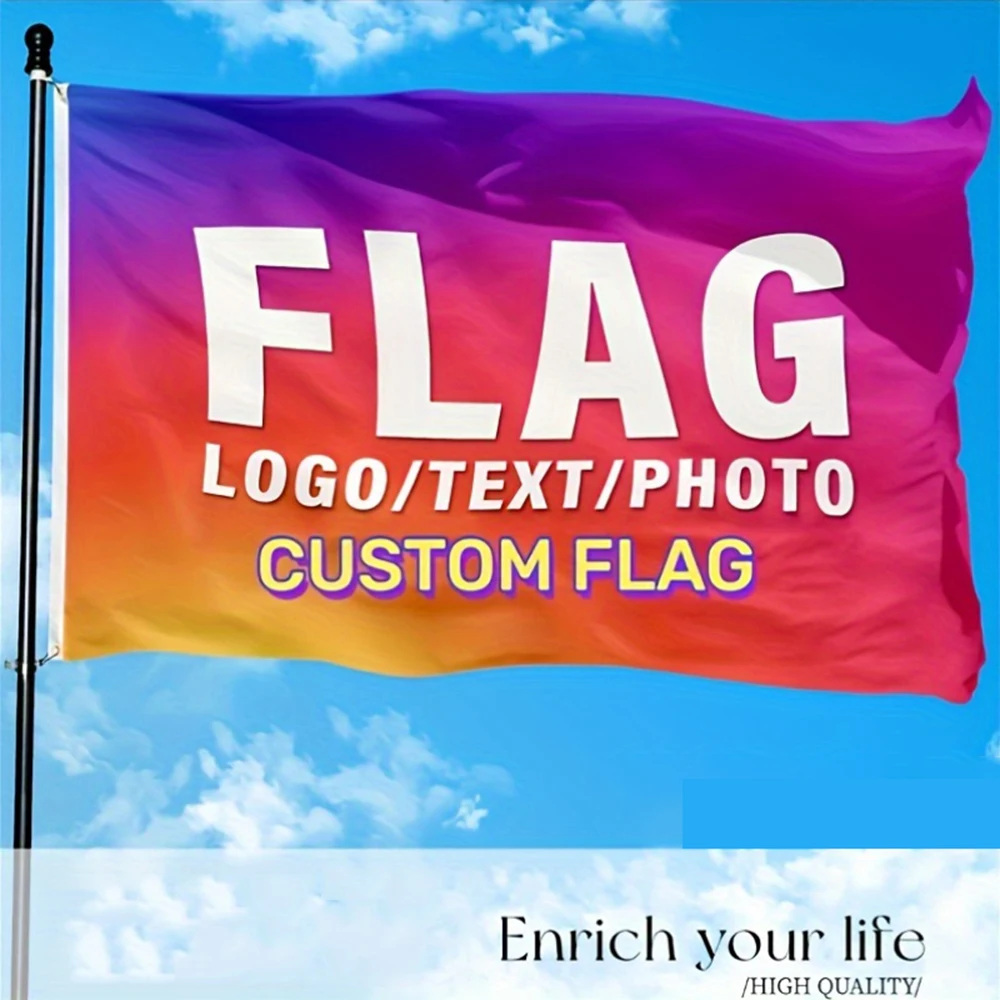 Personalized Custom Flag Banner,with Buckles for Hanging.You Can Print Your Pictures, Text, And Logos on The Banner