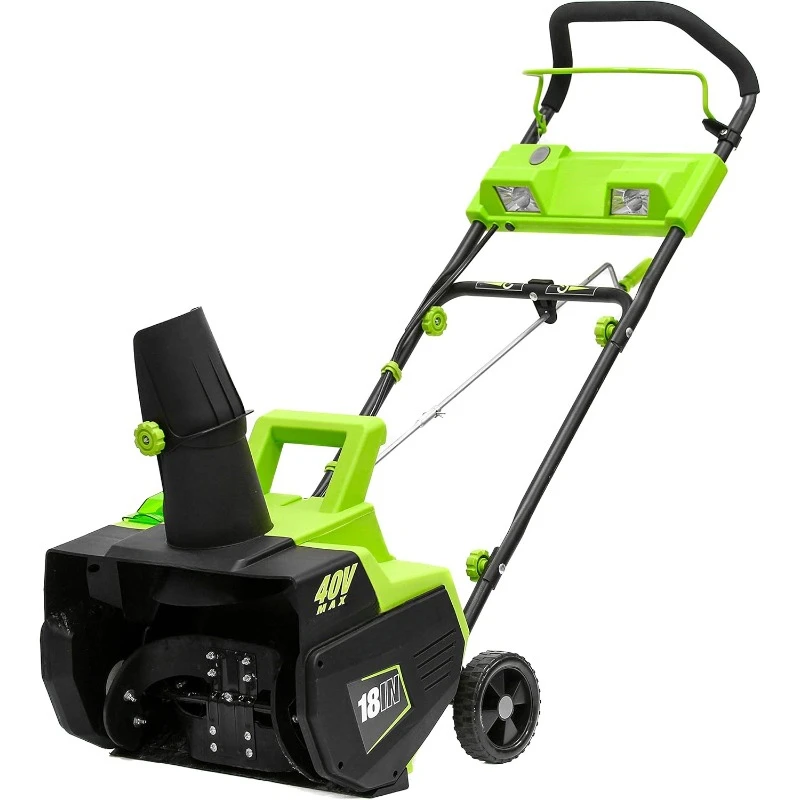 Volt 4Ah Brushless Motor, 18-Inch Snow Thrower, 500lbs/Minute, With LED spotlight (Battery and Charger Included),home.