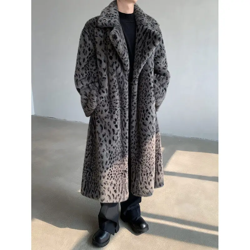 [OIMG] Autumn Winter Ultra Long Leopard Print Temperament Style Bathrobe, Loose And Environmentally Friendly Mink Fur Coat