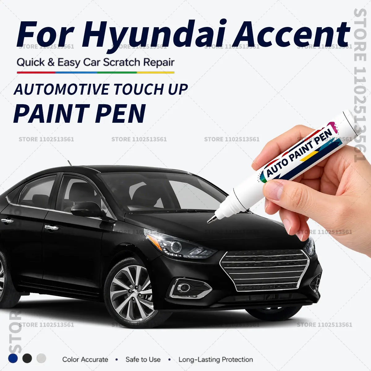 For Hyundai Accent White Vehicle Paint Touch Up Pen Car Scratch Remover Repair Marker Waterproof DIY Auto Body Maintenance Tool