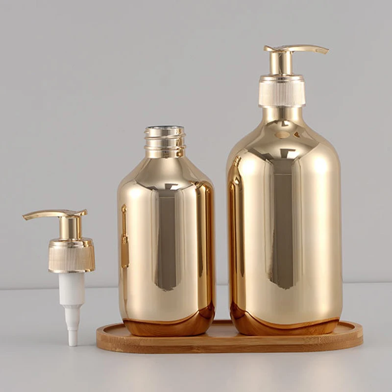 300ml Hand Soap Dispensers Gold Chrome Liquid Soap Bottles Rust-proof Round Dispensers Bathroom Kitchen Accessory