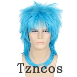 Tzncos Sally Dark Bule Short Wig Heat Resistant Synthetic Hair Face James Johnson