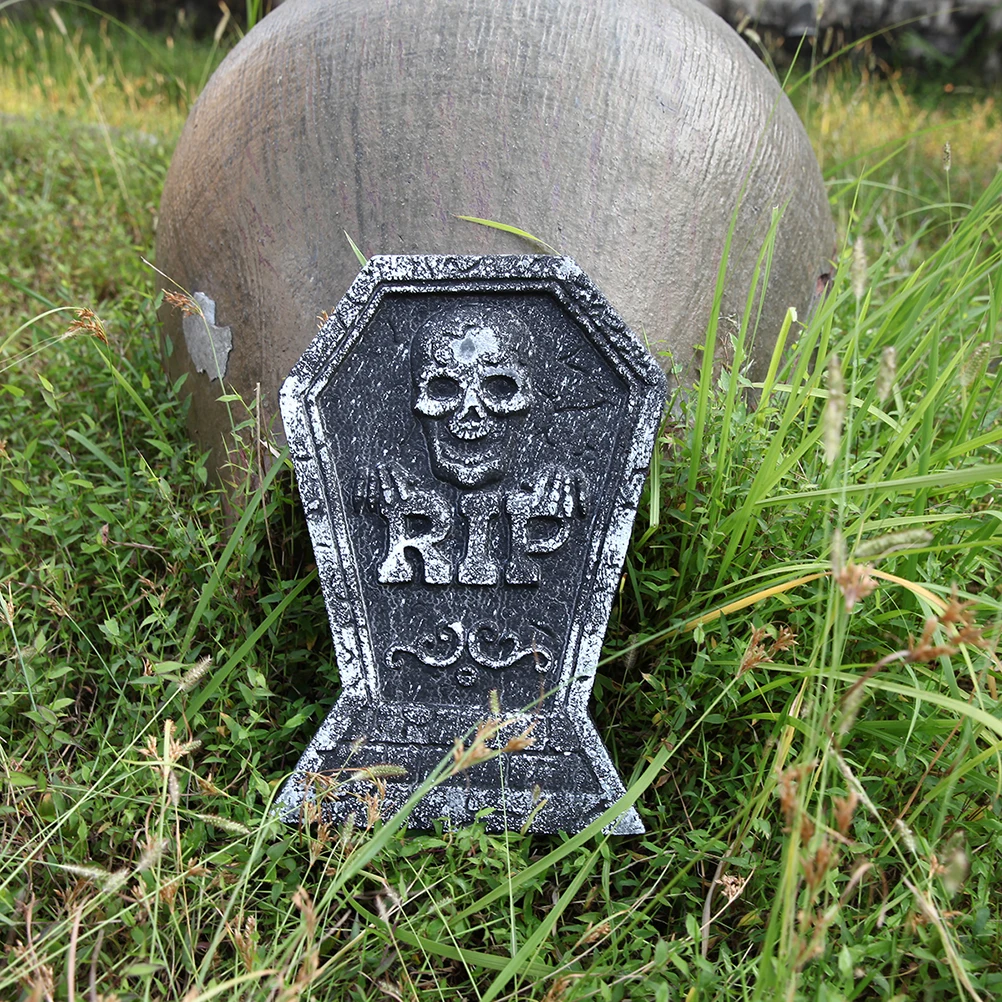 

Halloween Foam Tombstone Realistic Stone Finish Lightweight Bat Crossbone Skull Patterns Graveyard Party Yard Decor Outdoor