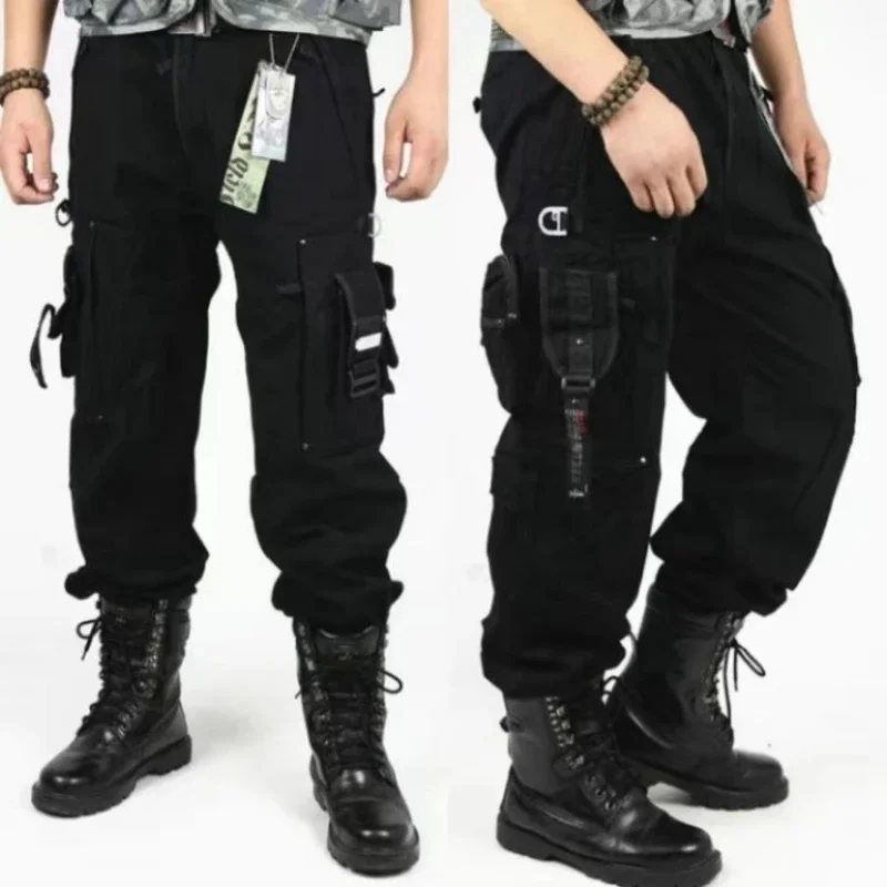 Men Fashion Tactic Cargo Pants Autumn Winter Outdoor Mountaineering Training Overalls Multiple Pockets Wear Resistant Trousers