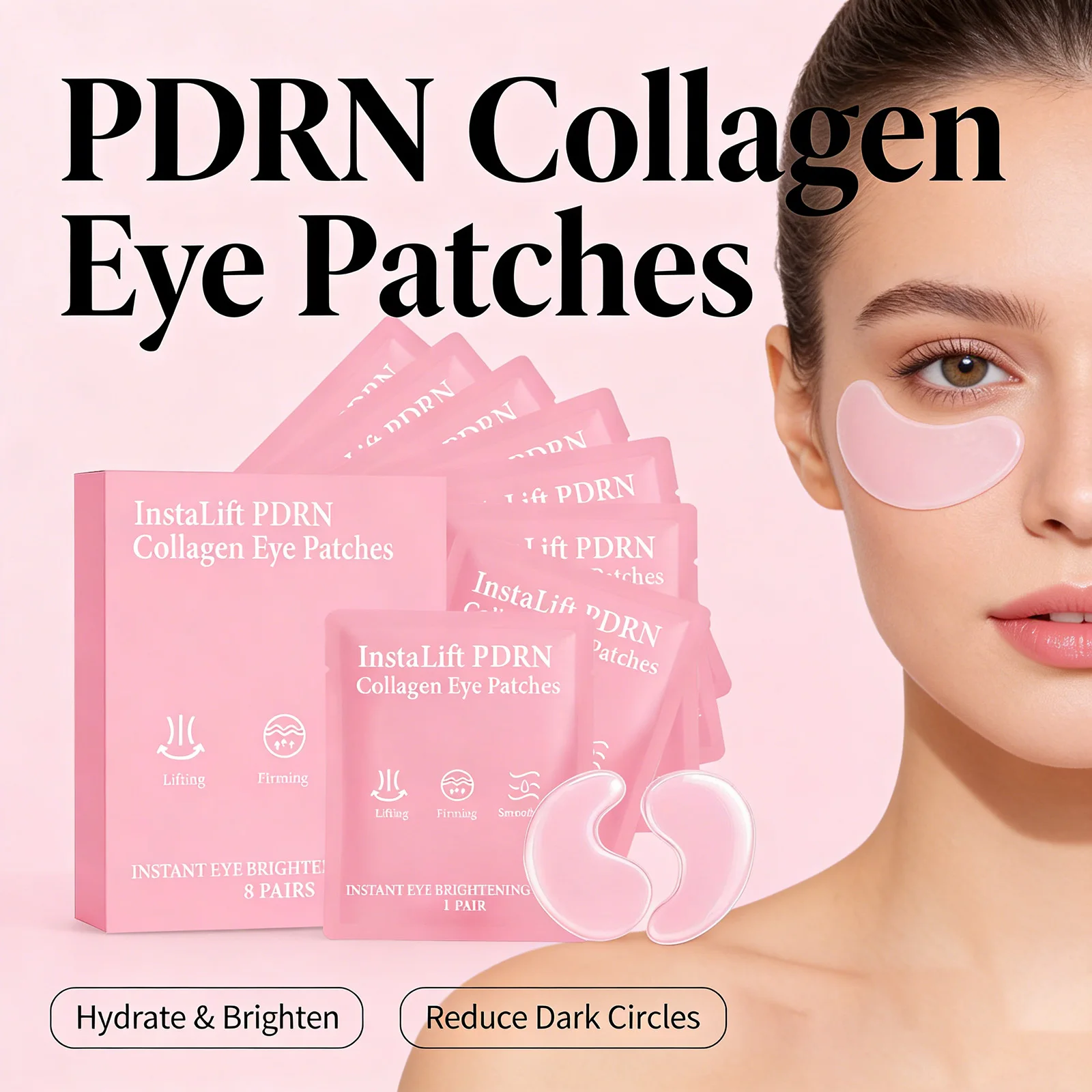 Collagen Hydrogel Eye Patches – Anti Dark Circles & Eye Bags, Anti Wrinkles & Puffiness Treatment Firming Lifting Under Eye Mask