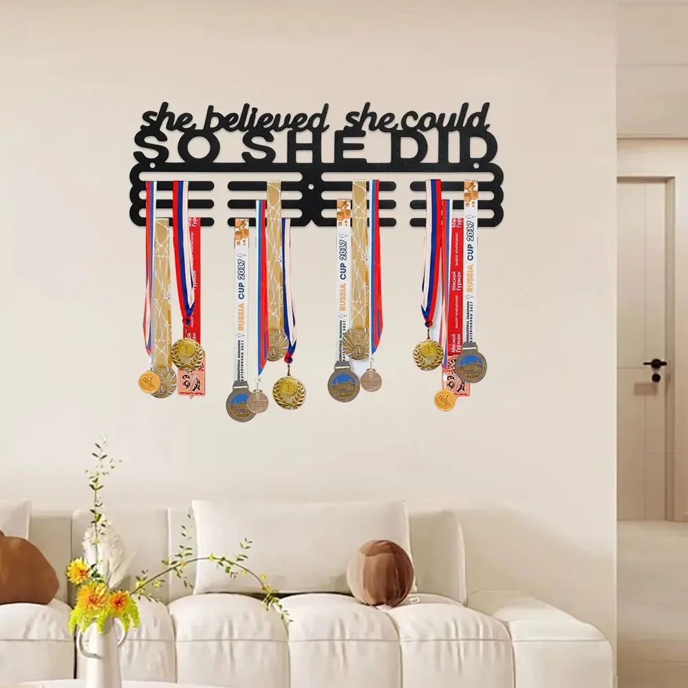 2D 1pc Metal Medal Holder Wall Mount Easy to Install Hanger Display Upgrade for Race Runner Medals