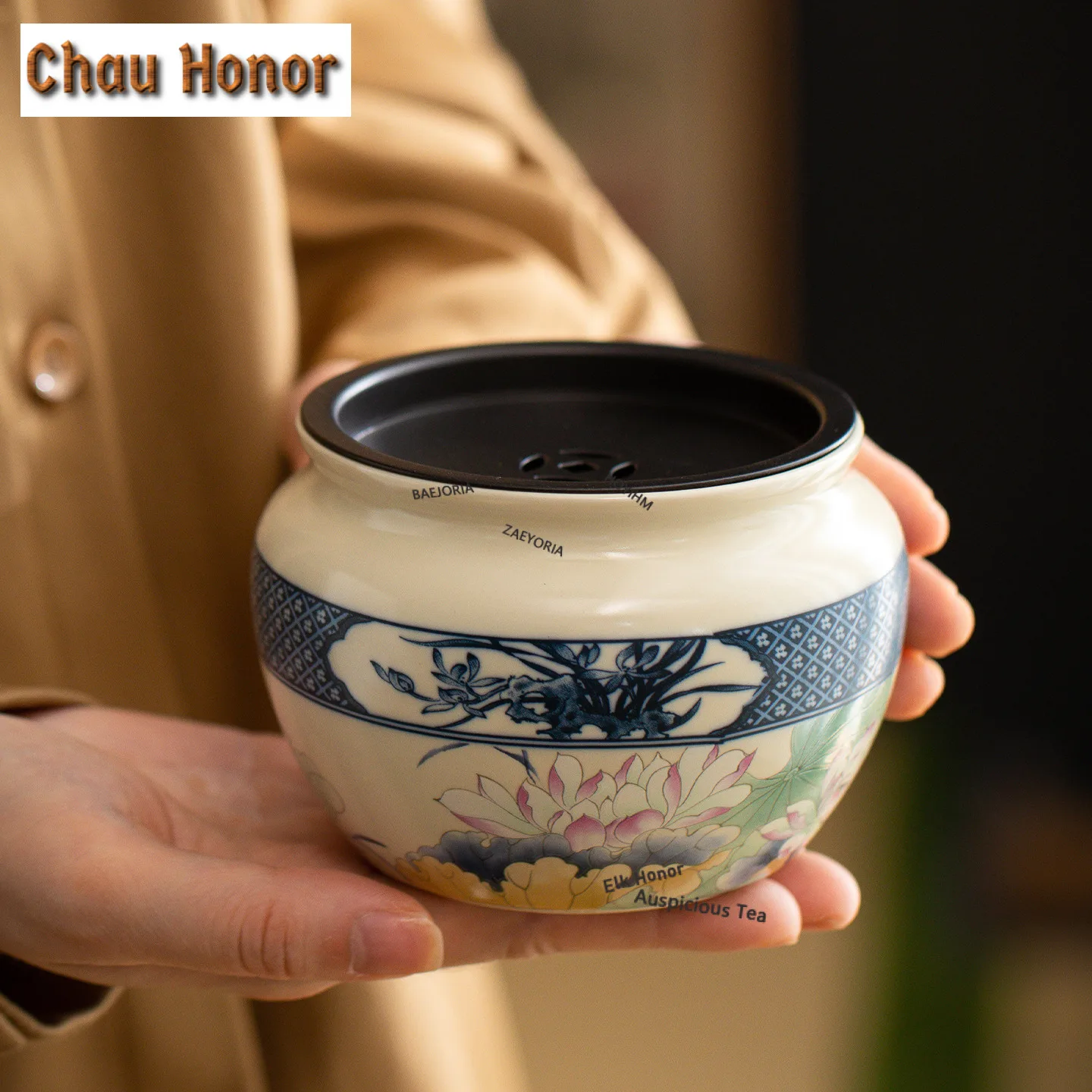 430ml Aesthetic Lotus Pond Moonlight Jianshui Tea Cup Wash Tea Garbage Can Tea Residue Barrel Household Chaxi Teaware Craft