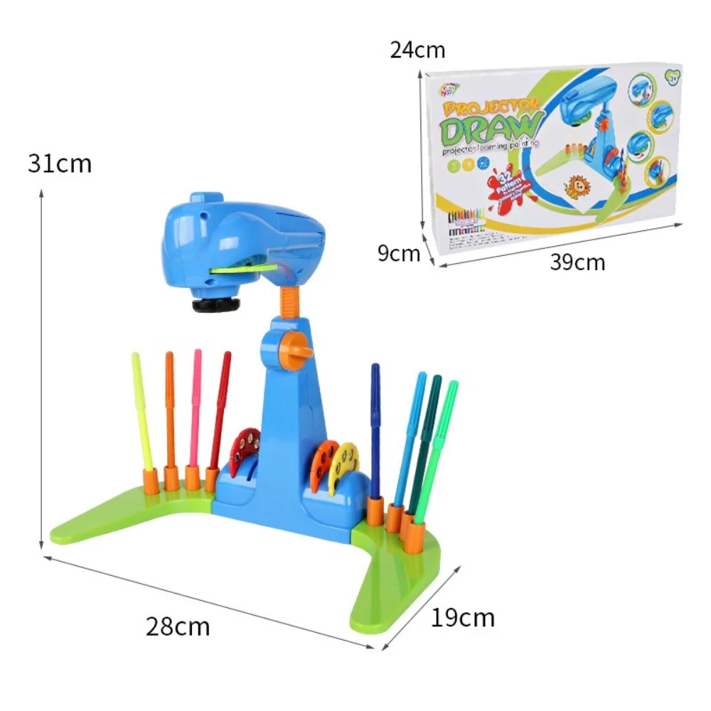 Regulowana projekcja dla dzieci zabawka do rysowania kasowalna z 32 motywami kreskówek inteligentny projektor do szkicowania inteligentny projektor do szkicowania artystycznego
