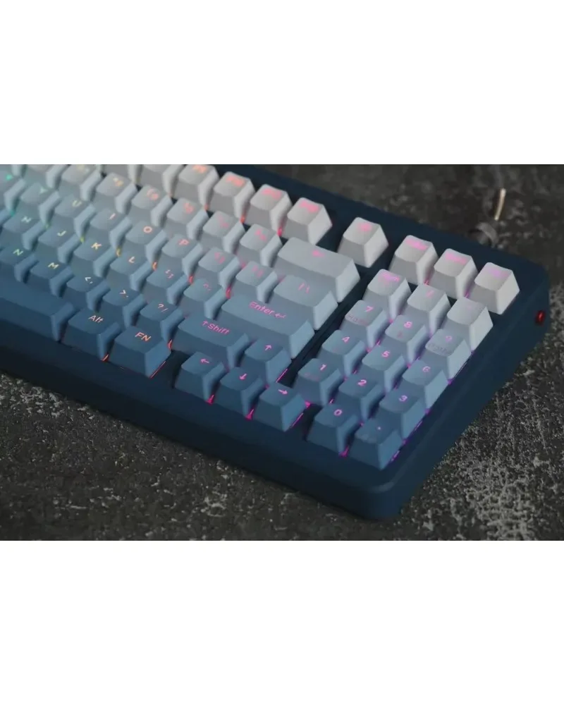 blue grey two tone pbt keycaps set durable high quality for gaming mechanical keyboards