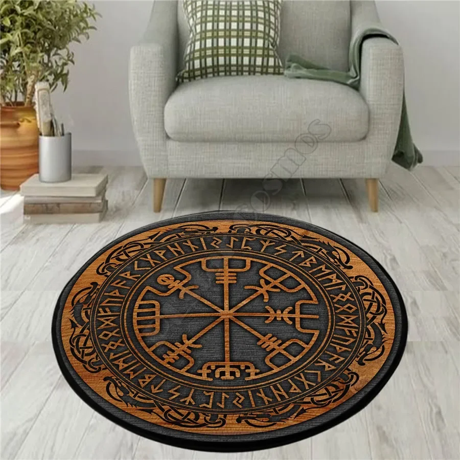 Viking Circle Rug Round Carpet Floor Mat 3D Printed Rugs Non-slip Sofa Mats for Home Living Room Bedroom Decor Rug Chair Doormat