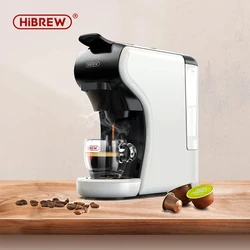 HiBREW 4 em 1 Máquina de café cápsula múltipla totalmente automática com máquina de espuma de leite quente e frio e conjunto de bandeja de plástico