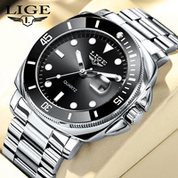 LIGE Fashion Luxury Mens Watch Business Calendar Quartz Watches Luminous Waterproof Stainless Steel Man Watch Casual Male Clock