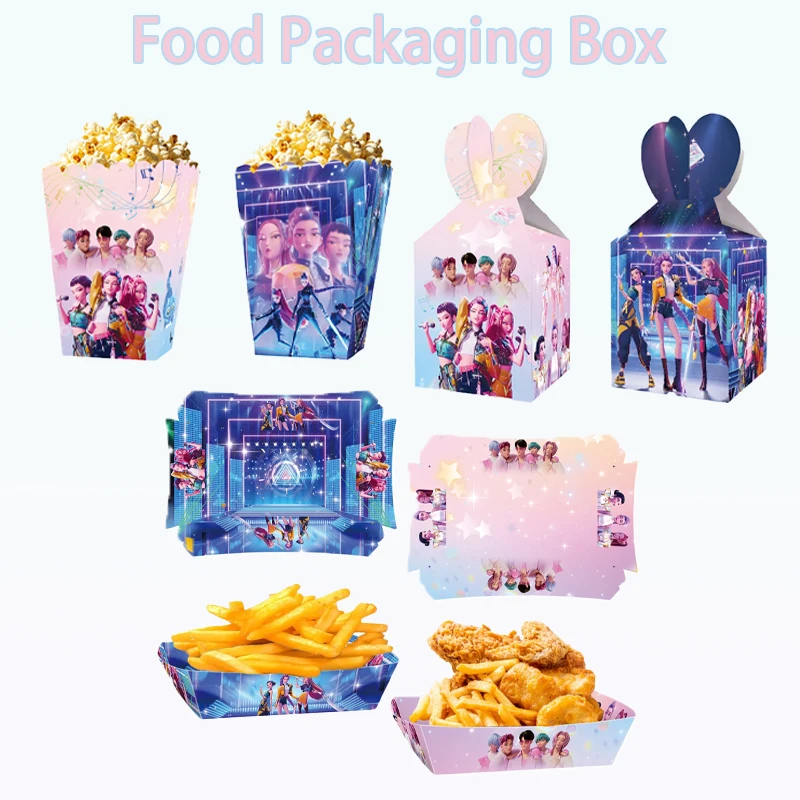 

KPop Demon Hunters Theme Party Supplies French Fry Boxes Kid Birthday Party Fashion Candy Popcorn Box Tray Food Packaging Box