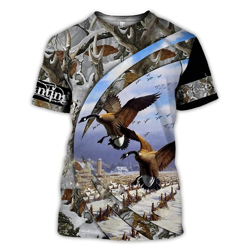 Best Selling 2024 Camouflage Hunting Animal Rabbit Men's Summer Casual Oversized 3D T-Shirt Street Fashion Short Sleeve Tops