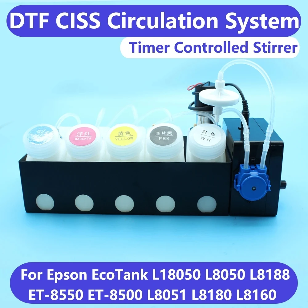 

L8050 DTF Circulation System CISS White Ink Tank For Epson L1800 L800 L805 L18050 L8050 XP600 ET-8550 8500 Ink Kit Stirrer Timer