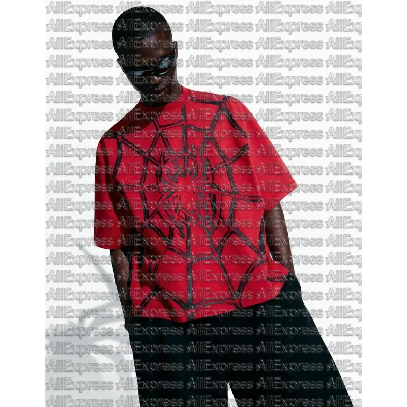 2026 Summer Hot Selling Red Spider Print Fashionable Casual Loose and Comfortable T-shirt for Adults and Children Sportswear