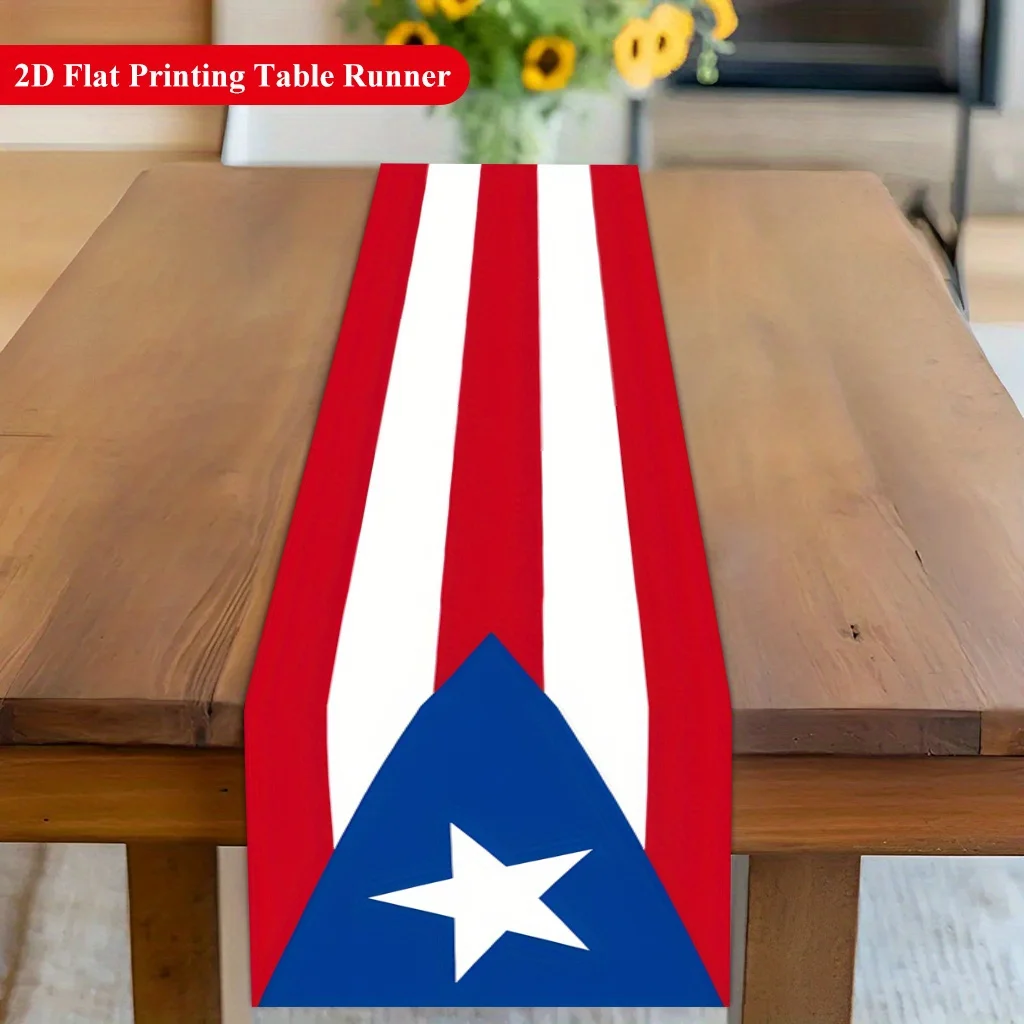 Puerto Rico Flag Table Runner Single Sided 2DPrint Patriotic Table Runner Dining Room Kitchen National Pride Vibe Accessory Gift