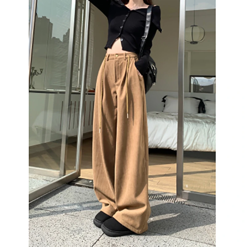 Casual Pants Women Dragging Straight Pants Autumn and Winter New High-waisted Loose Versatile Wide Legged Pants Female