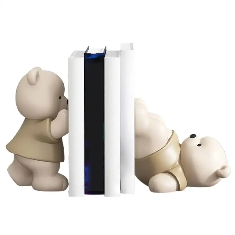 

Bear Decorative Bookends Resin Book Shelf Holder Bookshelf Decor Home Decor Anti-slip Base Dust-Proof For Desks Living Rooms TV
