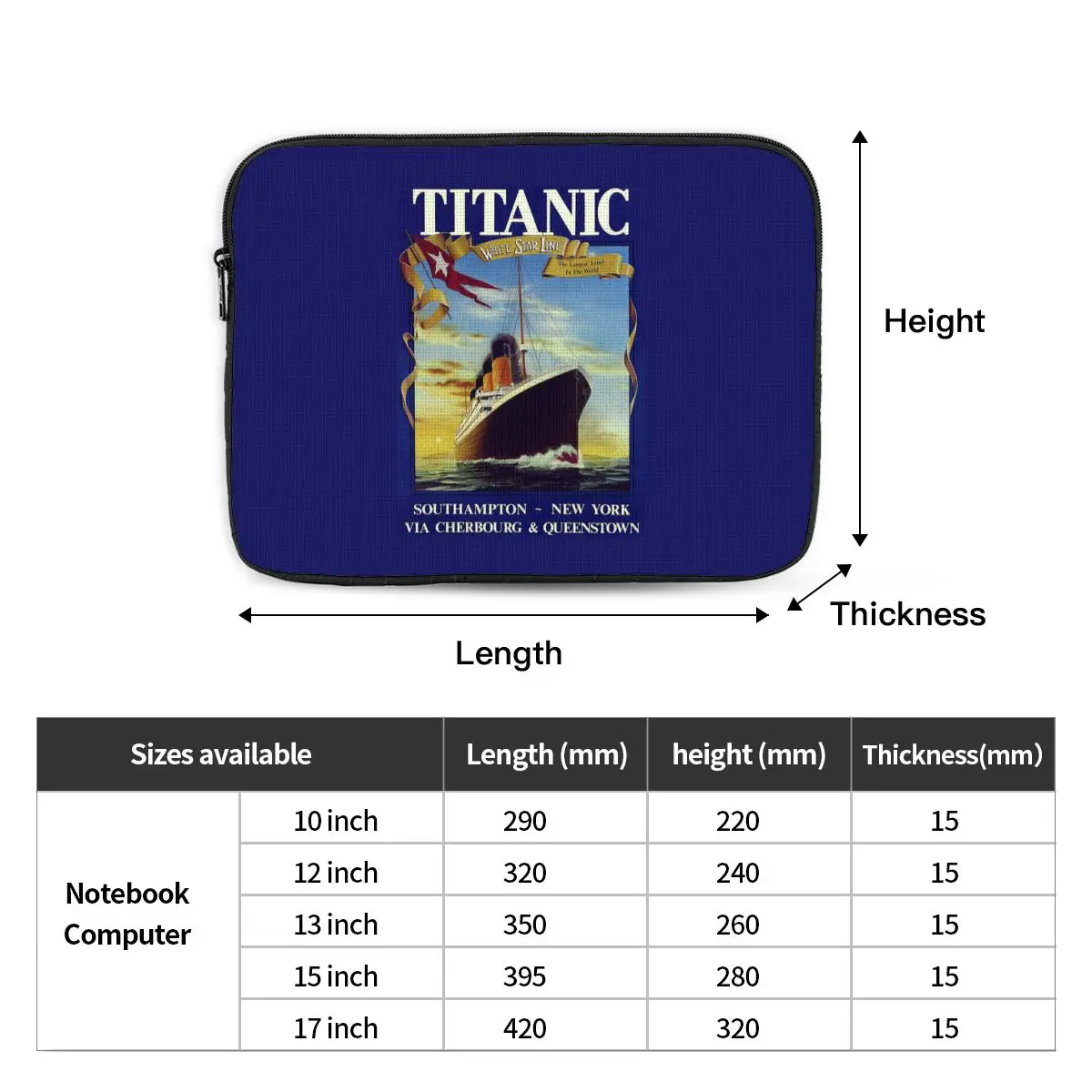 Lavoie Titanic Notebook Laptop Bag Case Pouch 10 12 13 15 17 Inch For Macbook Air Pro Tablet Shockproof Case Bag