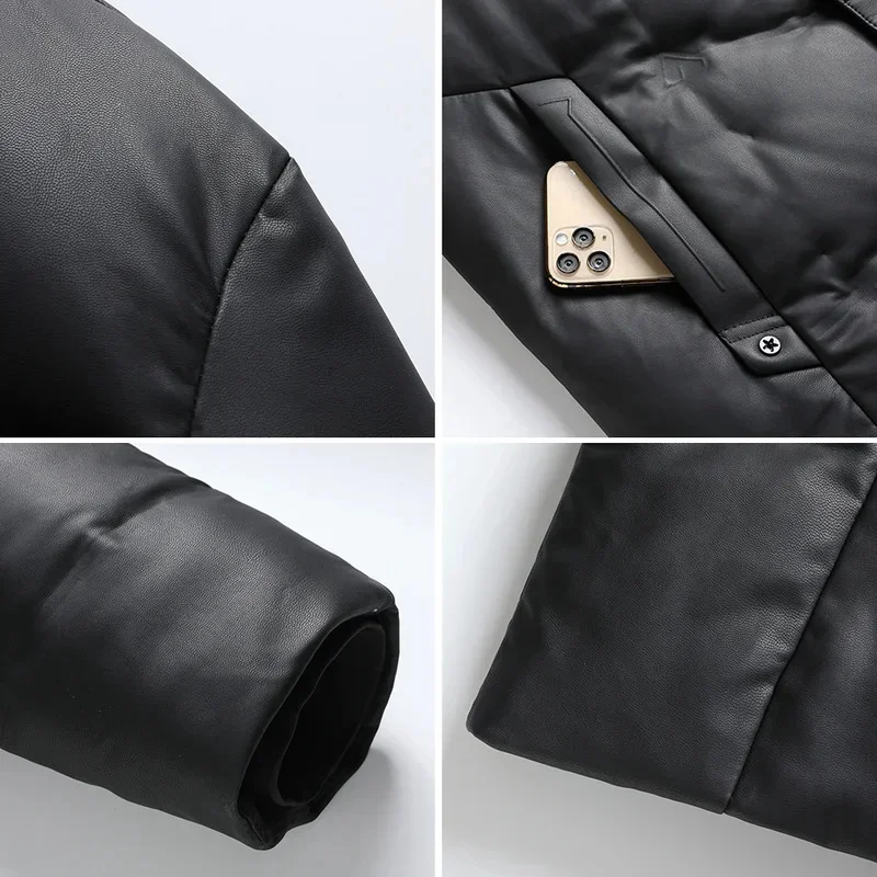 Designer Clothes Men Luxury Long Men's Down Jacket Leather Goose Padding Cold Padded 2025 Winter Mens Coat