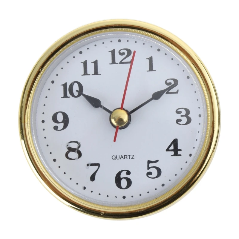 Mini Clock Insert White Face Golden/Silver Tone Arabic Numerals Movement 65mm Dropship