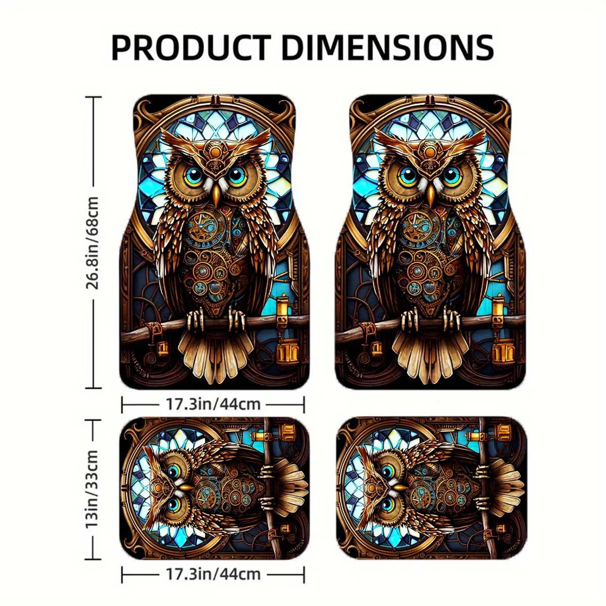 1pc/2pcs/4pcs Owl Pattern Fashion Art Car Anti-fouling Mats Anti-slip Rubber Mats Front And Rear Car Mats Suitable For Car Inter