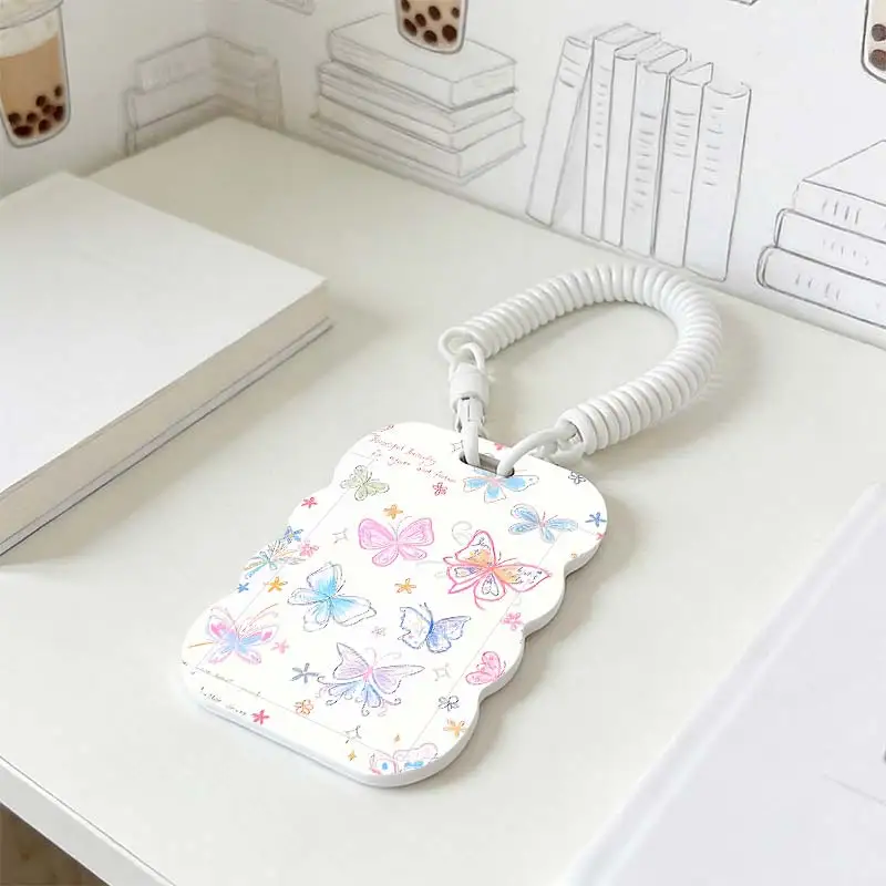 Card Holder for Kpop Photocard Holder Photo Protector Student Bus/Meal Card Protection Case Stretchable Spring Cord