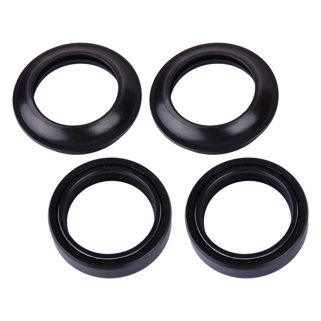 4Pcs Black Rubber Motorcycle Front Fork Oil Seals With Dust Wiper Seals Fit for Yamaha XV700 XV750 XV1000 XV1100 Virago