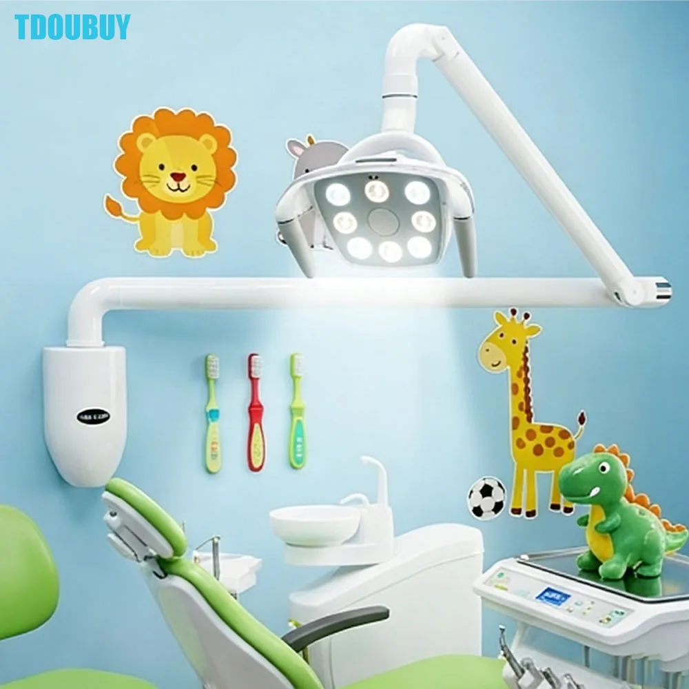 

TDOUBUY Wall-Mounted LED Dental Surgical Light, Touch Screen Cold Light Oral Exam Lamp with Arm & Power Box