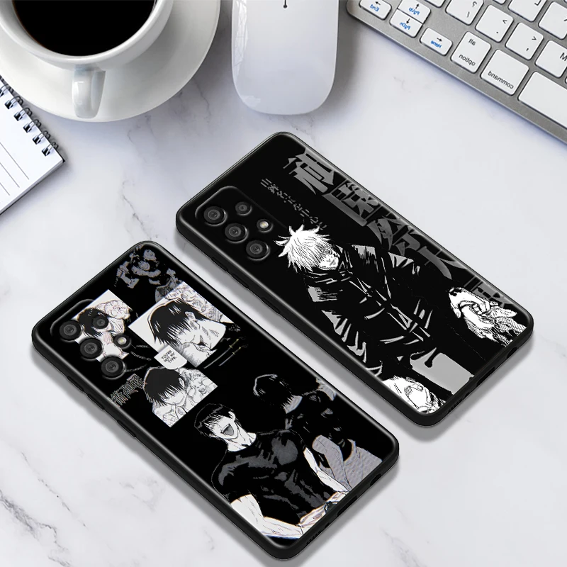 Jujutsu Kaisen Gojo Toji For Samsung A55 A35 A25 A15 A14 A73 A53 A13 A05S A03S A02S A71 A52 A32 Black Soft Phone Case