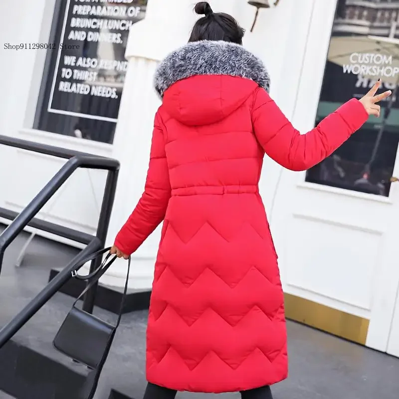 Winter Printed Large Fur Collar Medium Length Double-Sided Cotton Jacket Coat Women