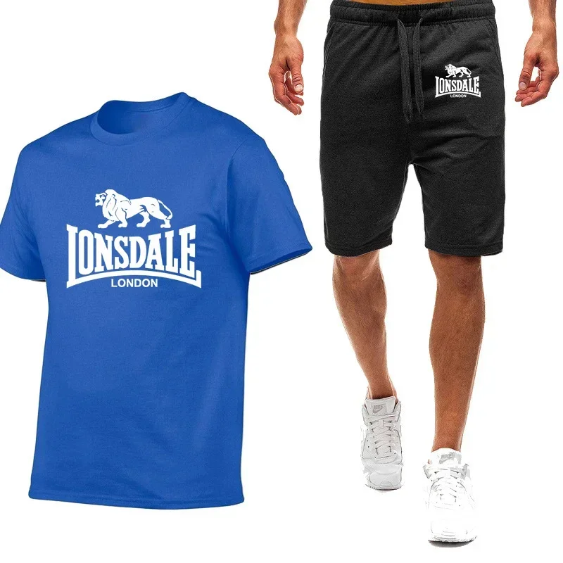 Summer New Lonsdale Printing Men\'s High Quality Nine Color Short-sleeved T-shirt Simple Casual Trendy Casual Movement Man Suit