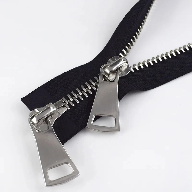 1Pc Meetee 10# Metal Large Zippers 70/80/90cm Open-end Zip for Jacket Leather Coat Ultra Wide Zipper Sewing Accessory Material image 3