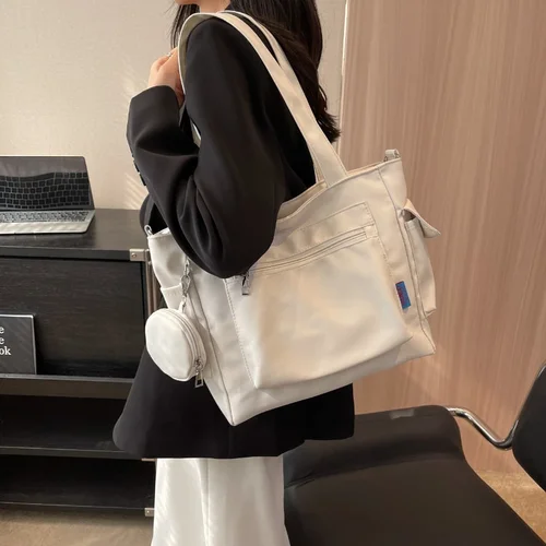 Bolso de hombro compuesto de lona Oxford sencillo, bolso cruzado de estilo perezoso versátil de Color sólido, bolso de mano para ir al trabajo de gran capacidad