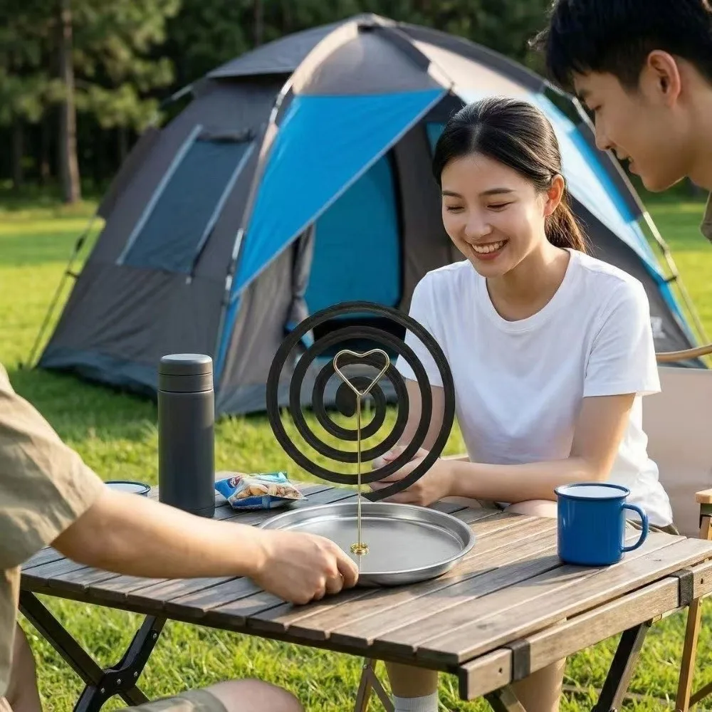 Heart Shape Magnetic Mosquito Coil Holder Heat-Resistant Anti-Scald Incense Coil Burner Anti-Tip with Tray Gnat Coil Stand