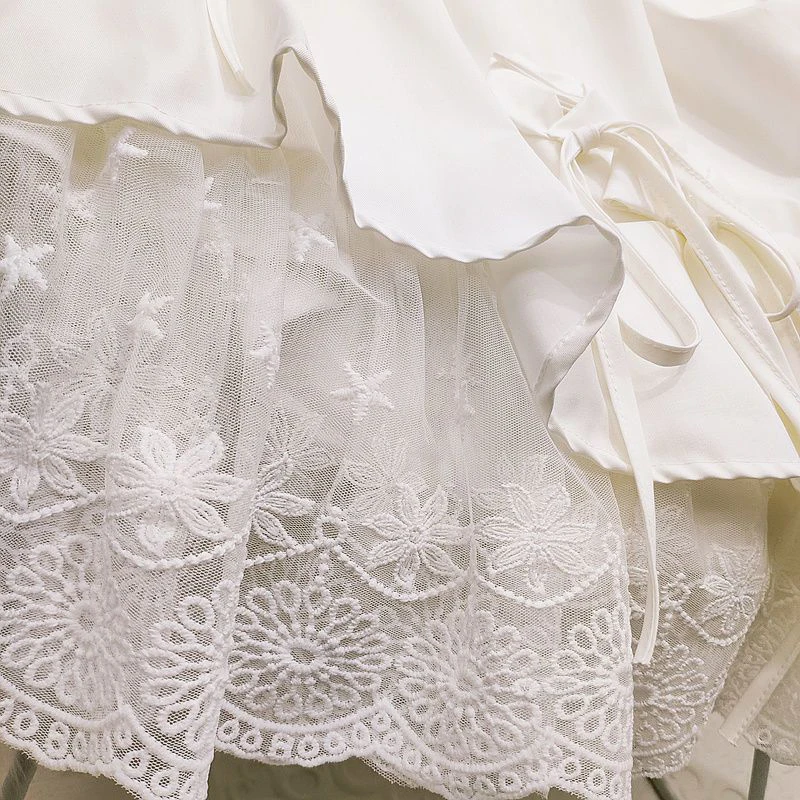 Y2k Vintage Sweet Midi Skirt Women Plus Size High Waist Mesh Bowknot Patchwork Skirt Autumn Korean Chic Elegant Fashion Skirt