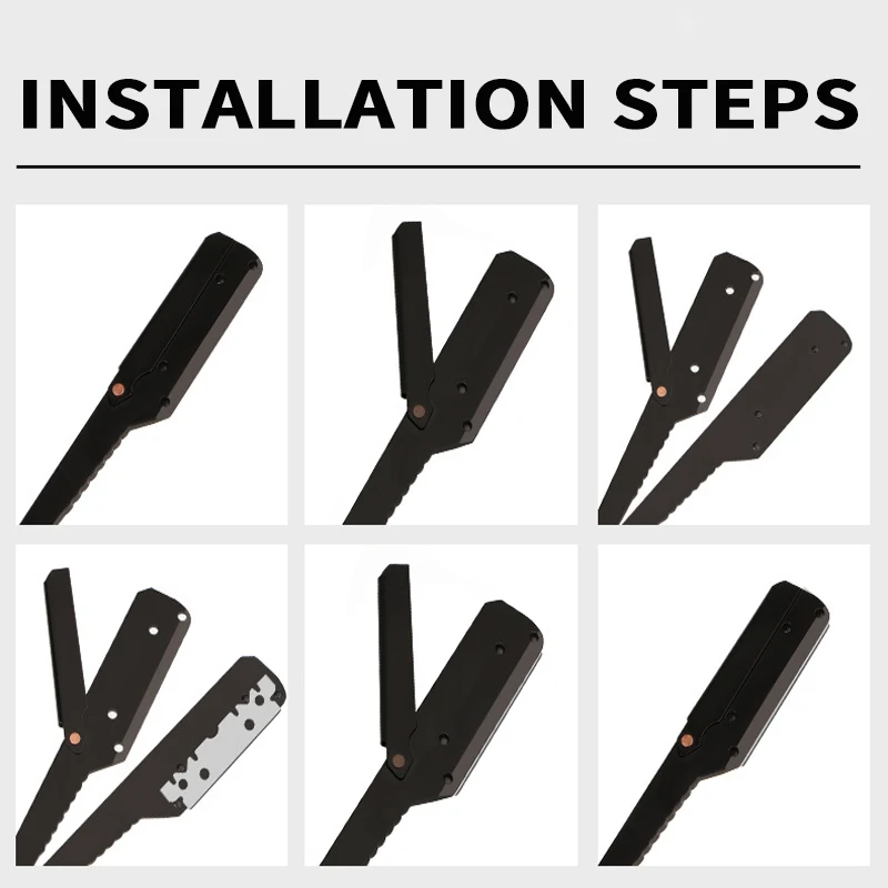 1 قطعة شفرات الحلاق الرجالية القابلة للطي الألومنيوم الصلب إزالة الشعر أدوات حلاقة الوجه تصفيف الشعر مستقيم سلامة الحلاقة حامل السكاكين #5