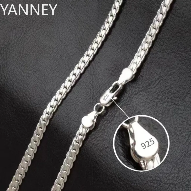 

6MM 20-60cm 925 sterling Silver luxury brand design noble Necklace Chain For Woman Men Fashion Wedding Engagement Jewelry