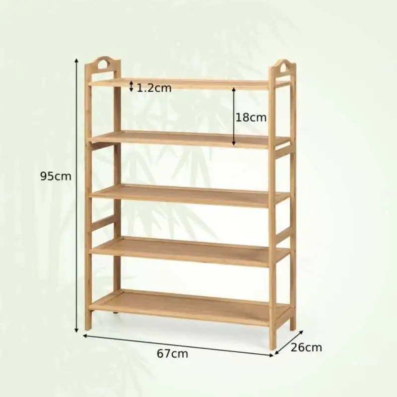 

5-Tier Bamboo FreeStanding Shoe Rack-Natural