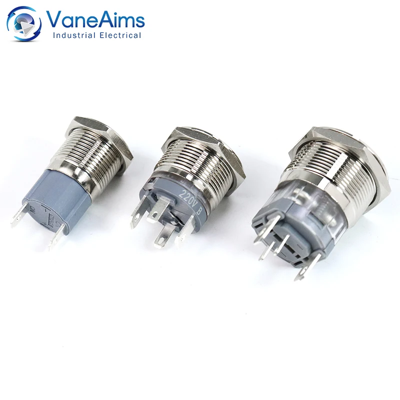 19MM 15A High current Metal Button Switch Momentary Latching Push Button switches On Off Self-reset Self-locking 12V 24V 220V