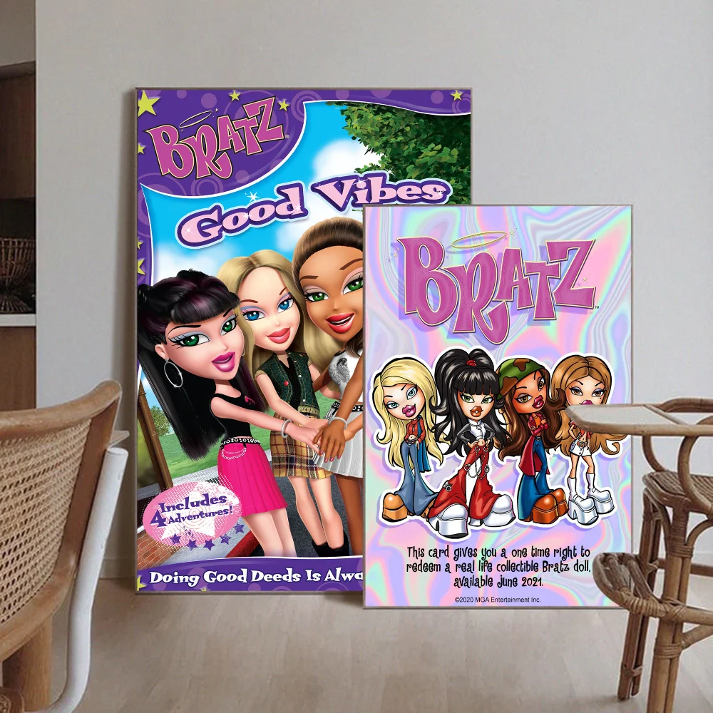 B-Bratz D-Doll Classic Vintage Vintage Posters Sticky Retro Kraft Paper Sticker DIY Room Bar Cafe Kawaii Room Decor