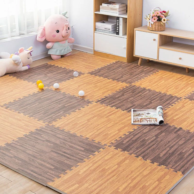 30/60cm EVA Foam Floor Mat Interlocking Puzzle Tile Wooden Grain Kids Playmat for Yoga Gym Kids Game Tiles Bedroom Soft Floor