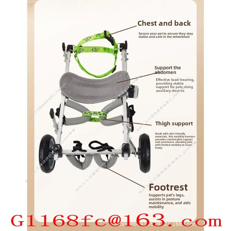 Four Wheeled Lightweight Pet Wheelchair - Providing Mobility Assistance for Pets with Hind Limb Disabilities