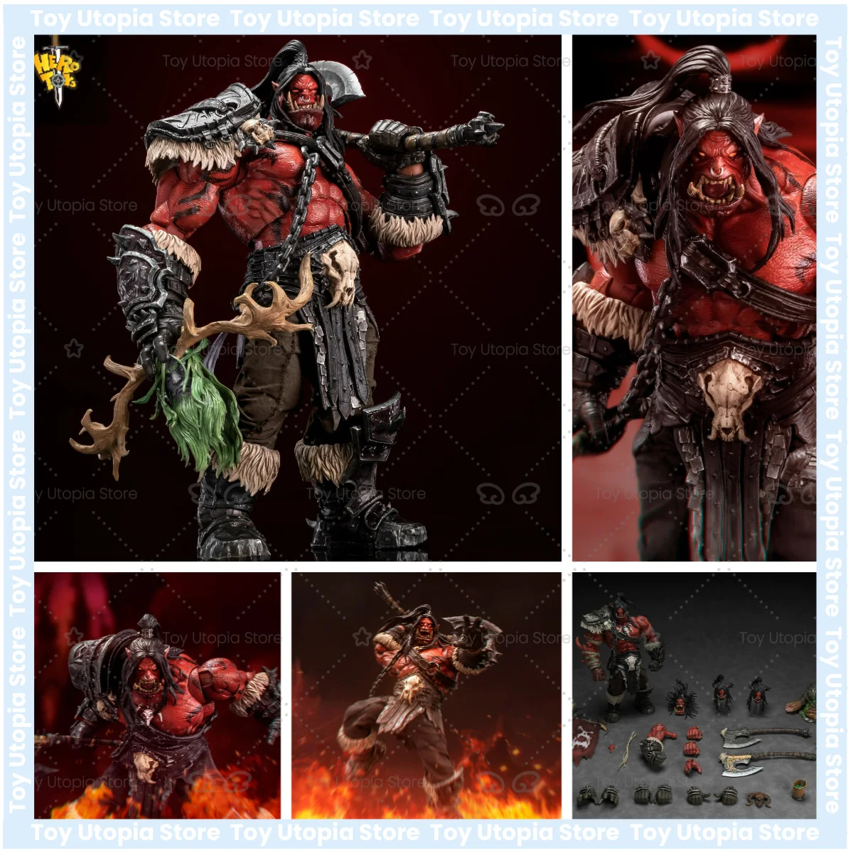 

En Existencia, Hero Toys Edición Limitada WoW Grommash Hellscream Tribal War Song Great Chieftain Orc Warrior 1:10